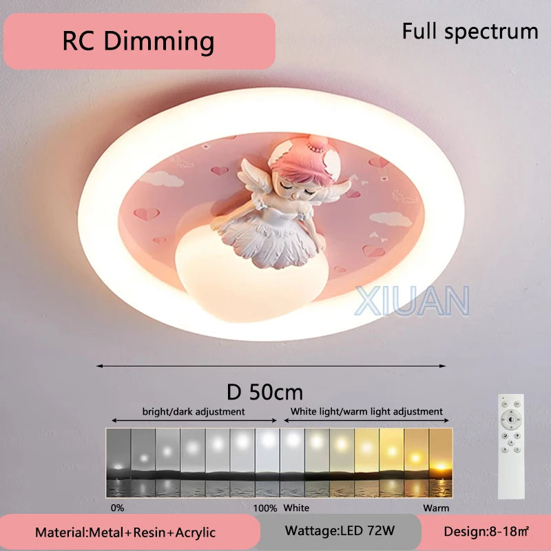 Full Spectrum Children's Room Ceiling Lamp Cartoon Resin Princess Ceiling Light Kids Baby Room Bedroom Nursery School Decor 220V - vue 8 sur 8