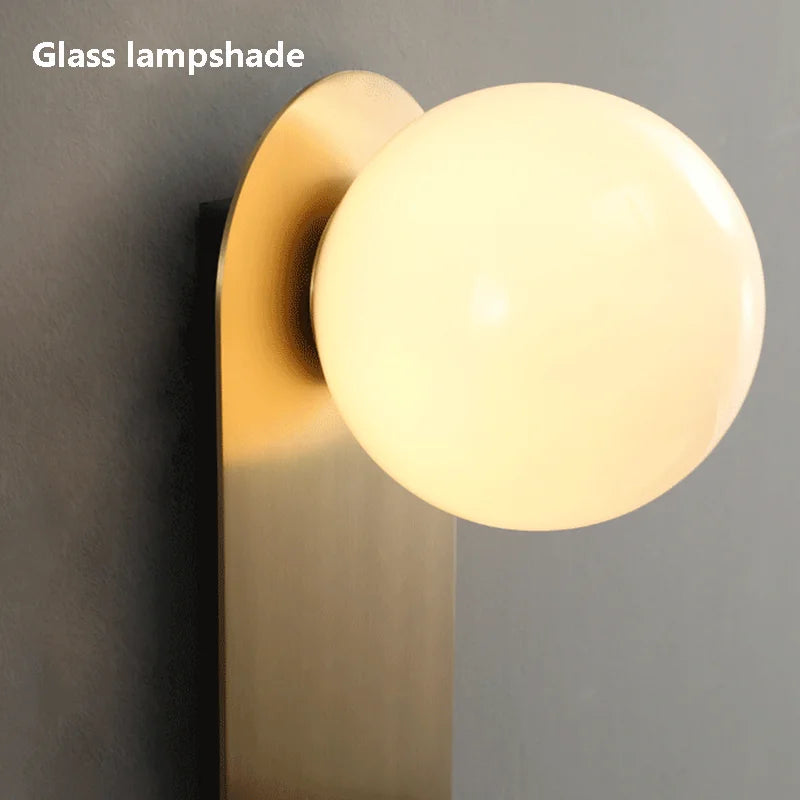 applique murale nordique dorée en cuivre avec boule de verre led - vue 5 sur 6