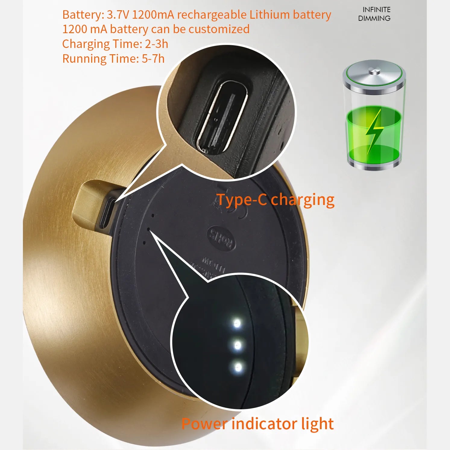 Lampe de table résidentielle LED rechargeable par usb - vue 4 sur 11