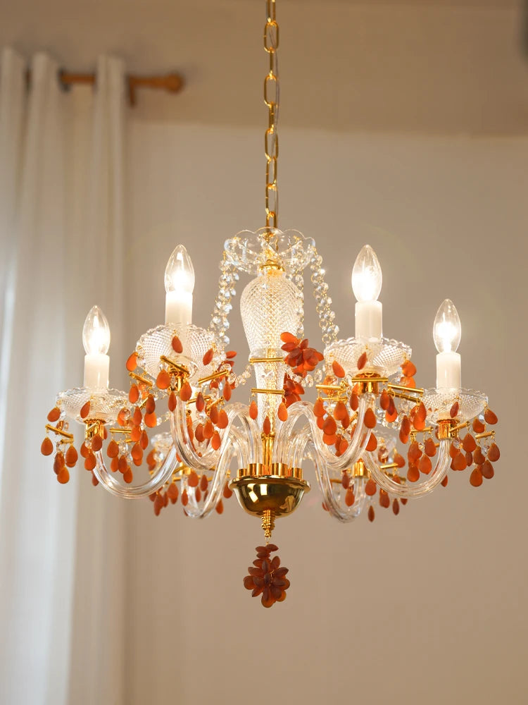 lustre en cristal pour éclairage de jardin et restaurant - vue 5 sur 7