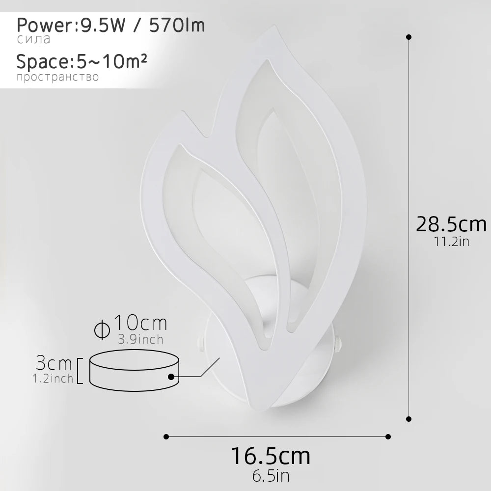 applique murale led moderne en forme de feuille pour éclairage intérieur - vue 7 sur 8
