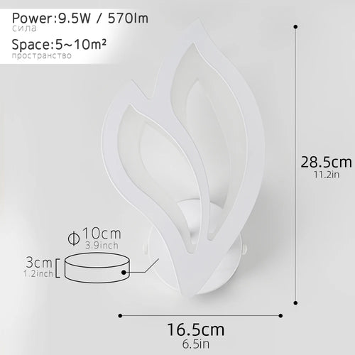 applique murale led moderne en forme de feuille pour éclairage intérieur