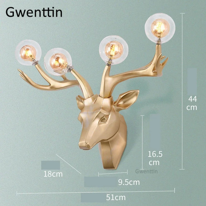 applique murale moderne en résine bois de cerf à led - vue 5 sur 9