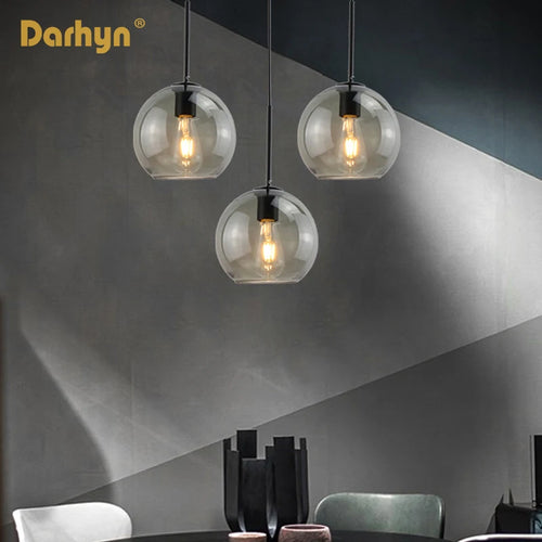 lampe suspendue en verre design moderne pour loft - vue 3 sur 12
