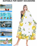 Serviette de plage microfibre citron motif floral été