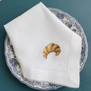 Serviette de table lin brodé motif croissant personnalisable