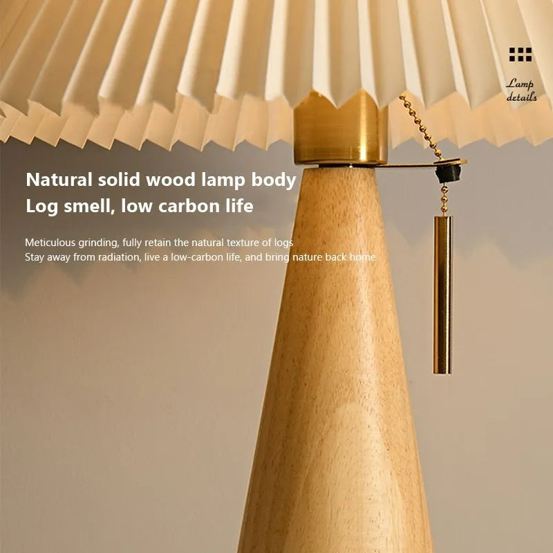Lampe LED plissée en bois pour bureau