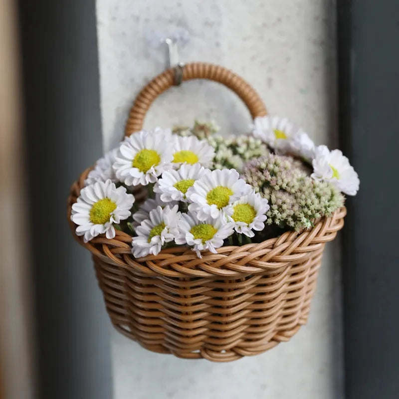 panier de rangement tissé à suspendre mural portable - vue 5 sur 9