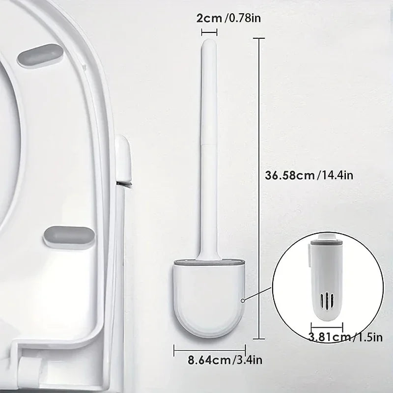 brosse de toilette suspendue en silicone avec support séchage rapide - vue 4 sur 11