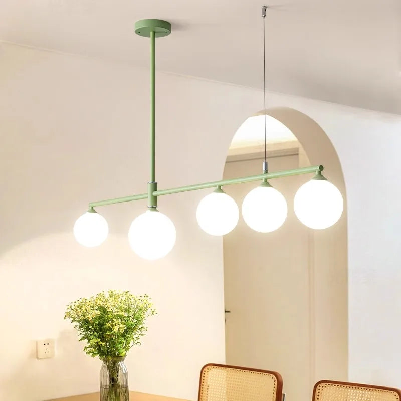 Pastoral Dining Table Pendant Lamps Long Hanging Light for Living Room Kitchen Restaurant Chandelier Fixtures Milky White Glass - vue 2 sur 12