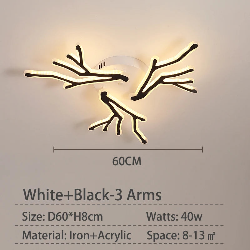 lustre créatif en forme de branche moderne en fer pour décoration intérieure - vue 10 sur 16