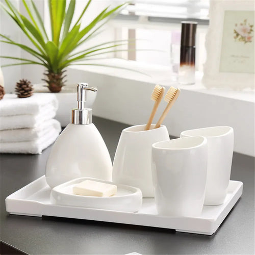 distributeur de savon en céramique nordique pour salle de bain - vue 3 sur 9