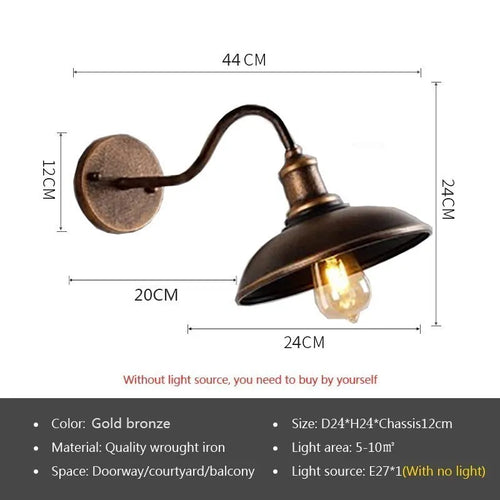Vintage étanche applique murale lampe extérieure pour balcon porte cour couloir jardin industriel E27 appliques luminaire - vue 14 sur 13