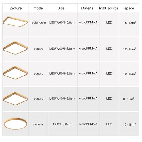 plafonnier en bois moderne avec télécommande intelligente et éclairage LED - vue 6 sur 13