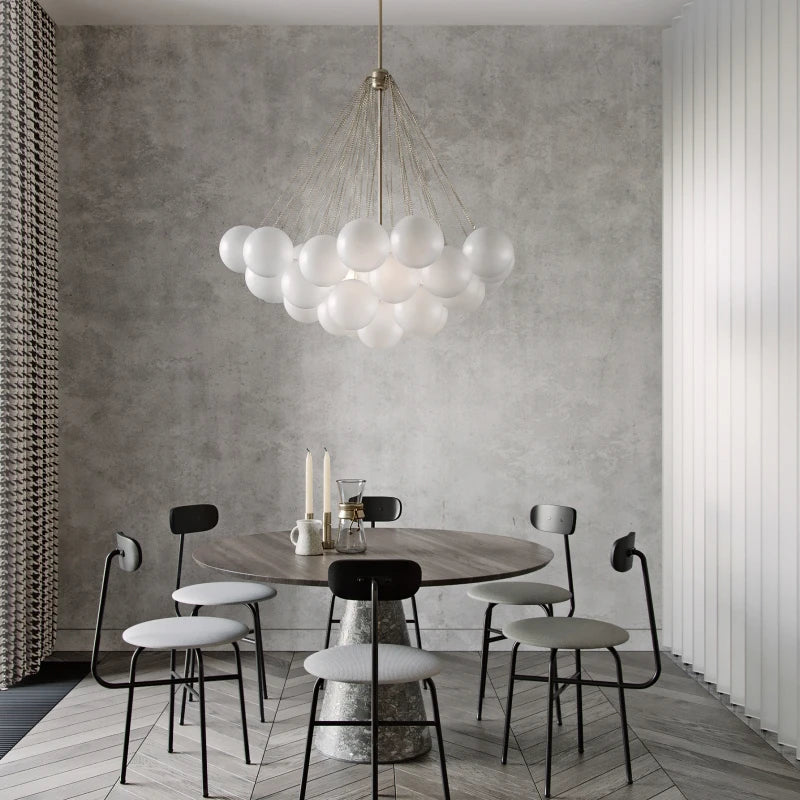 lustre moderne en verre bulles blanches pour décoration maison - vue 3 sur 10