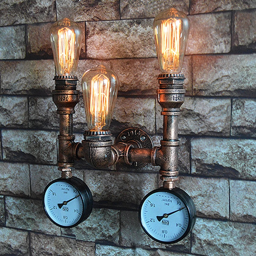 applique murale vintage steampunk à tuyau d'eau design industriel - vue 4 sur 10
