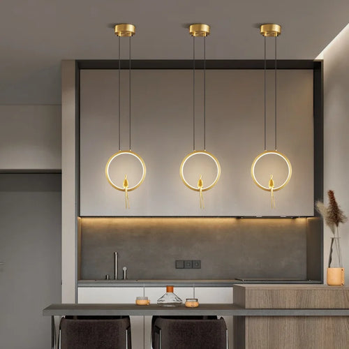suspension lumineuse en cuivre pour décoration moderne - vue 2 sur 7
