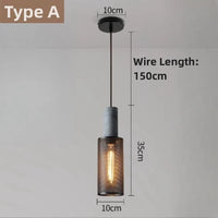 lustre ciment suspension led loft béton tube long décor salle cuisine éclairage