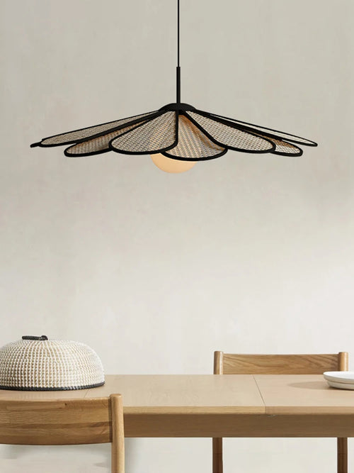 lustre créatif en rotin style japonais moderne et nordique - vue 2 sur 8