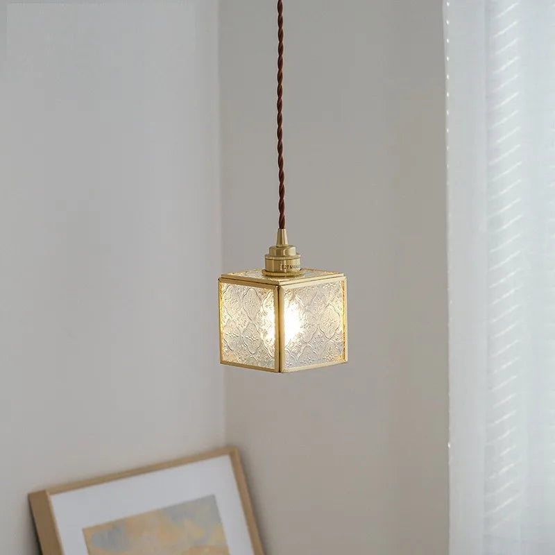 suspension vintage en cuivre avec verre pour éclairage intérieur - vue 6 sur 9