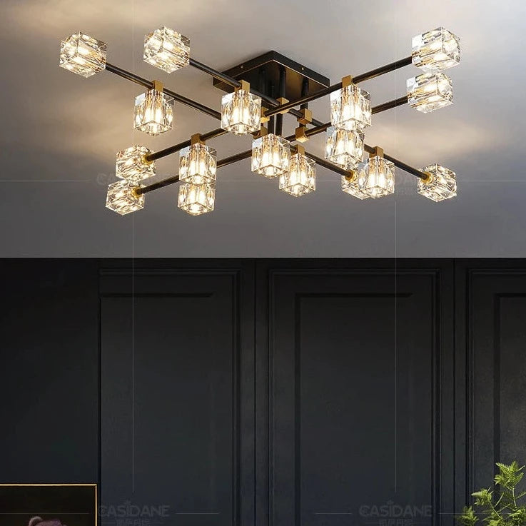 Plafonnier led en verre cristal luxe - vue 6 sur 12