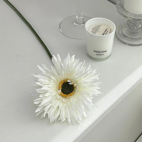 gerbera simple avec feuilles pour décoration de mariage et fête - vue 10 sur 15
