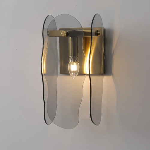 applique murale moderne en verre doré pour décoration intérieure - vue 2 sur 8
