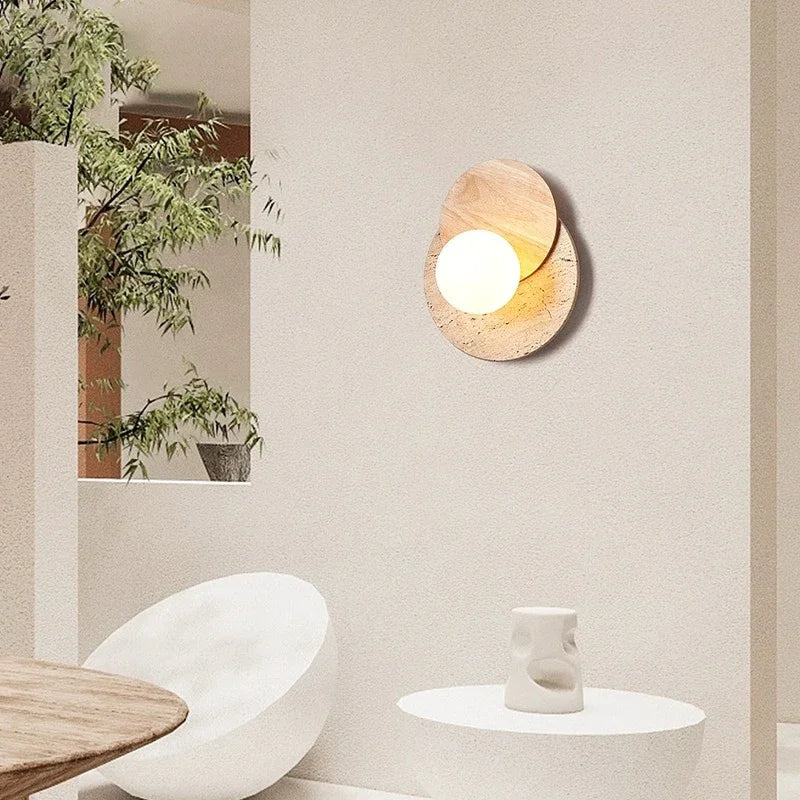 applique murale nordique à led en pierre et bois - vue 5 sur 7