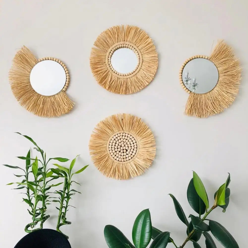 miroir suspendu en paille acrylique design et pratique - vue 10 sur 10