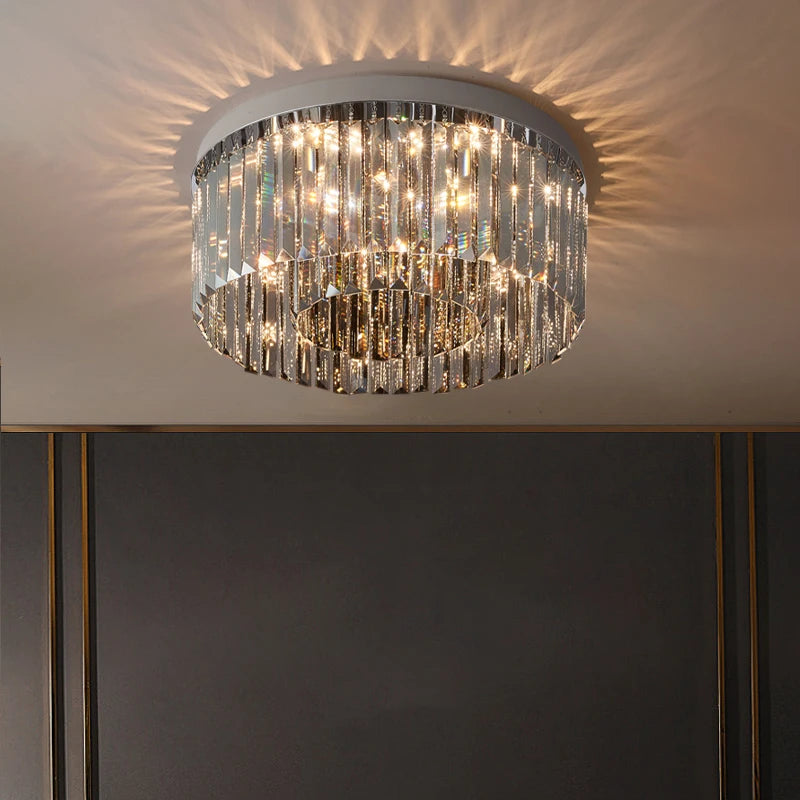 lustre en cristal led de luxe pour décoration intérieure