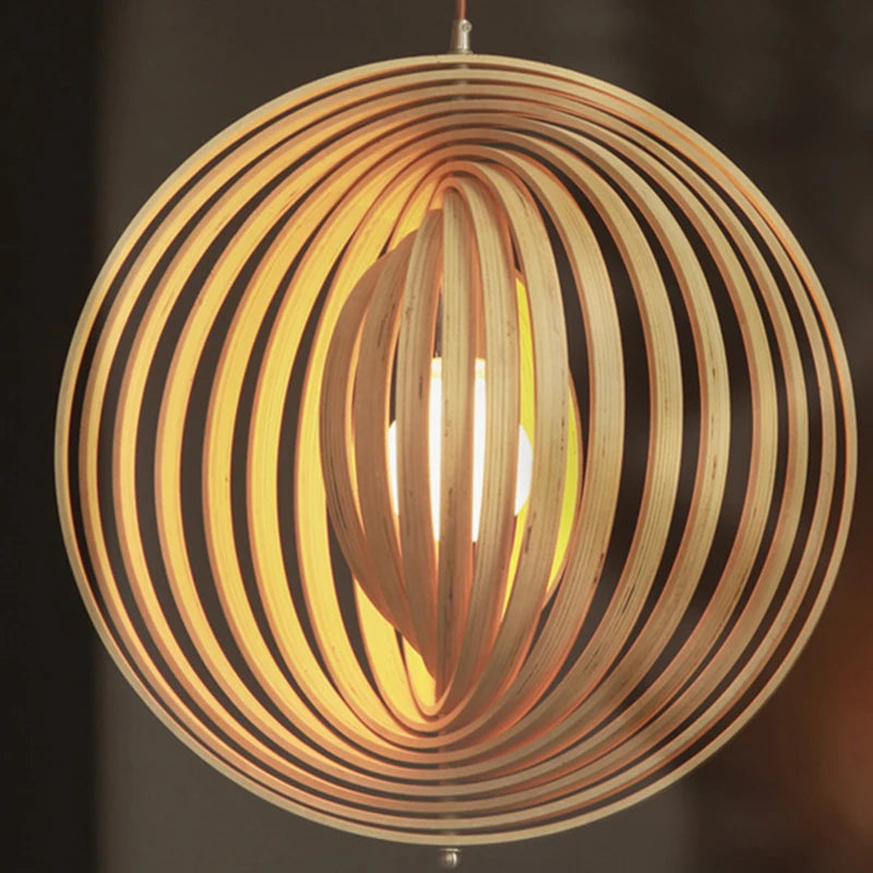 suspension en bois design nordique pour restaurant - vue 6 sur 12