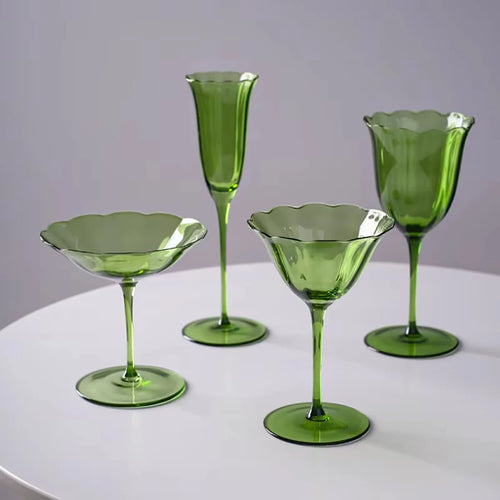 Verre vin vintage motif fleurs style cristal