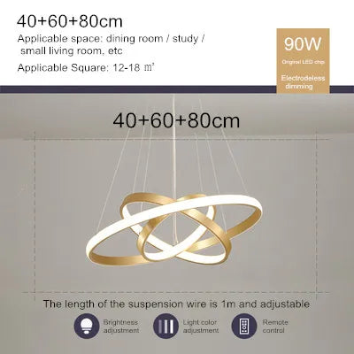 lustre moderne style nordique avec télécommande et anneau lumineux - vue 25 sur 30