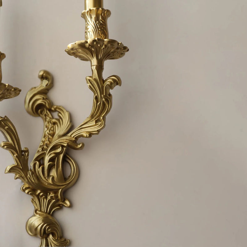 applique murale vintage rococo en laiton et cuivre