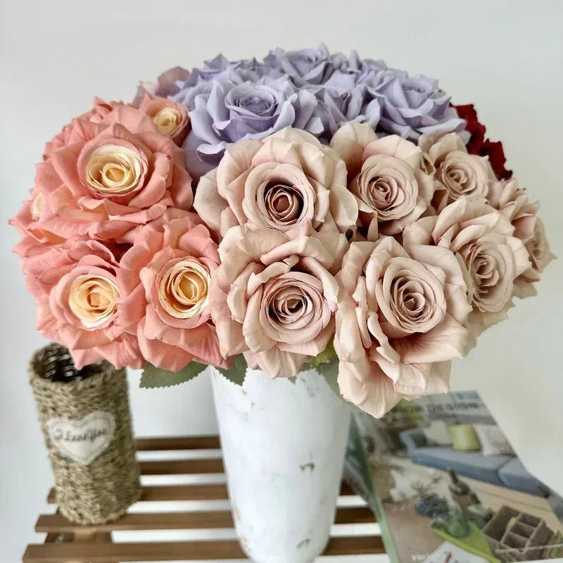 bouquet de roses artificielles en soie pour décoration festive - vue 5 sur 15