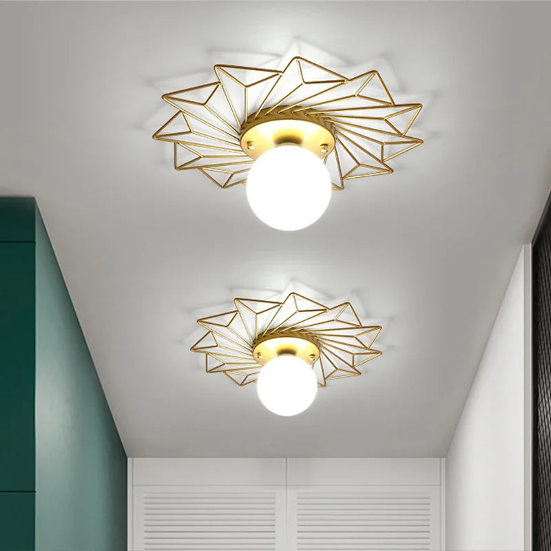 Plafonniers dorés de luxe en forme de feuille de Lotus - vue 4 sur 15