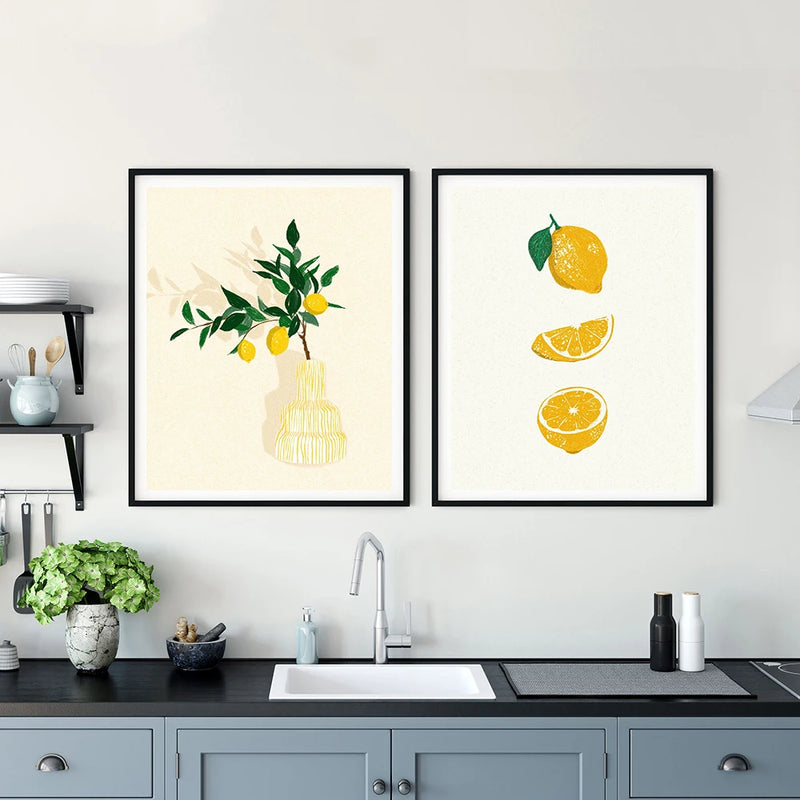 peinture murale fruits citron décoratif été sous les palmiers