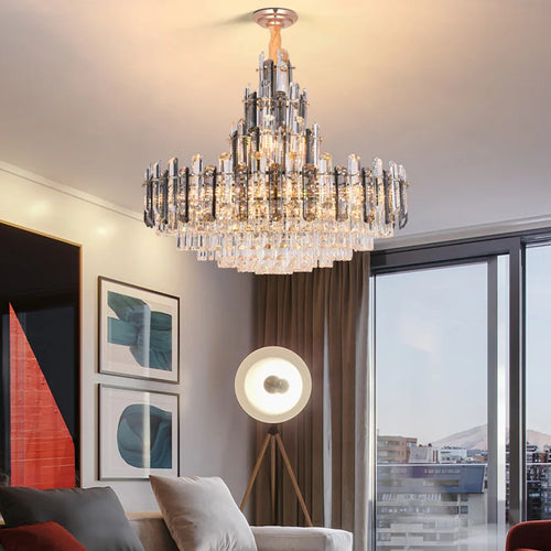 suspension à led en cristal design luxueux avec variateur d'intensité - vue 5 sur 11