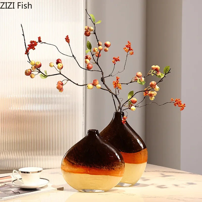 vase en verre dégradé pour fleurs décoration florale artistique - vue 3 sur 9