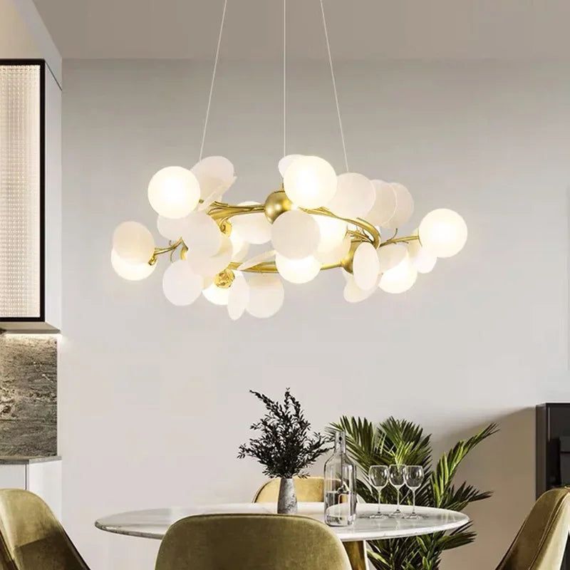 2024Modern Colored Leaf Chandelier LED for Kid’s Bedroom Living Room Diningroom Master Bedroom Bar Hanging Lamp - vue 2 sur 10