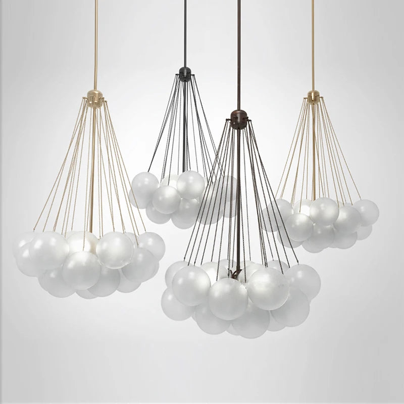 LED élégant moderne bulle boule plafond lustre ivoire verre suspension lumières nordique pour salle à manger Restaurant lampe suspendue