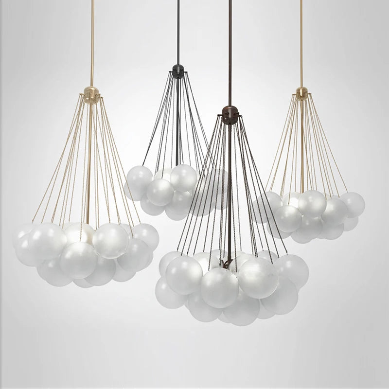 lustre moderne en verre design nordique pour éclairage élégant - vue 5 sur 10