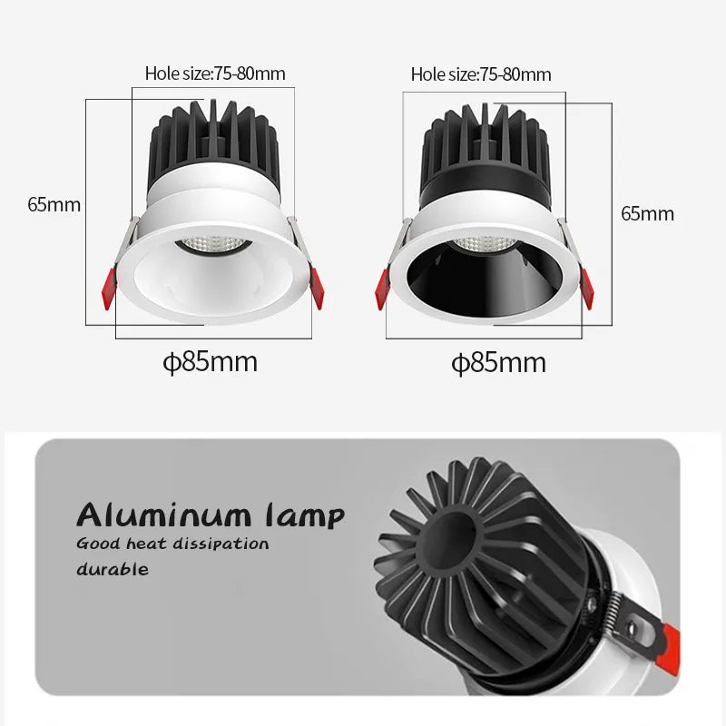 LED downlight embedded ceiling light, cool white/warm white AC220V 3 kinds of dimming colors 5W 7W 10W home eye protection light - vue 4 sur 18