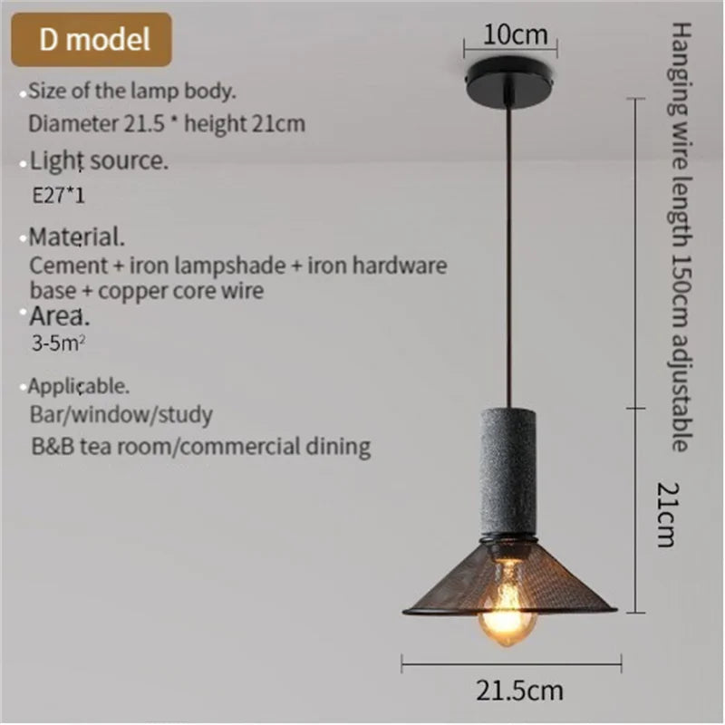 lampe suspendue en béton industriel avec abat-jour en fer - vue 24 sur 29