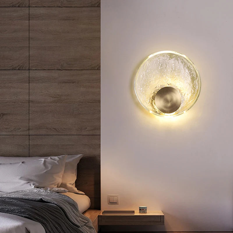 applique murale led nordique en verre transparent et cuivre - vue 7 sur 8