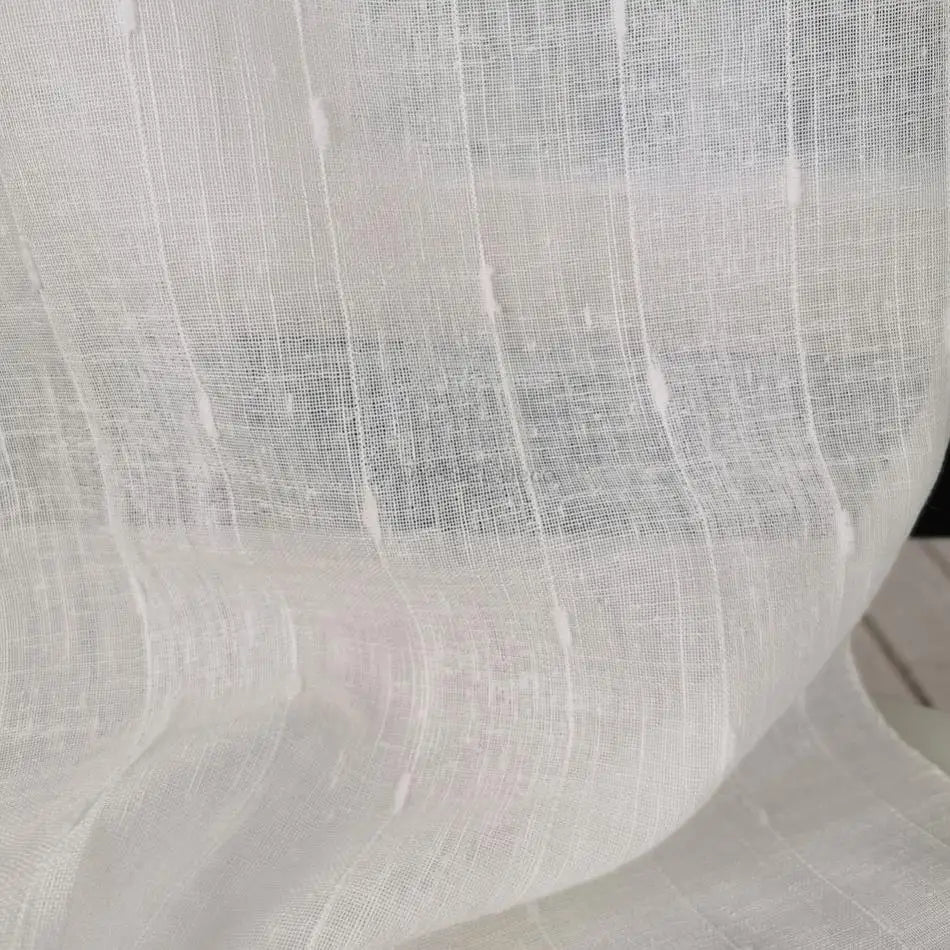 Rideau rayé style lin translucide pour salon chambre