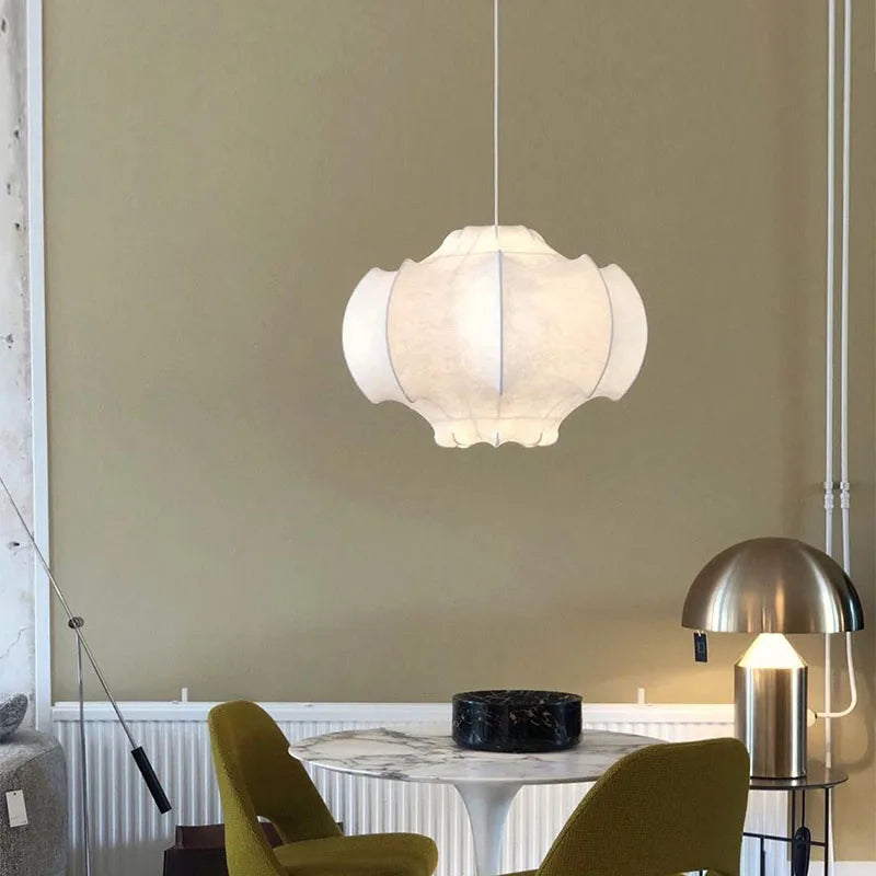 plafonnier wabi sabi en soie japonaise pour décoration intérieure moderne - vue 6 sur 9