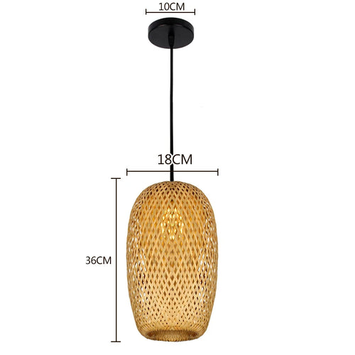 lampes suspendues style chinois tricotées à la main en bambou - vue 15 sur 16