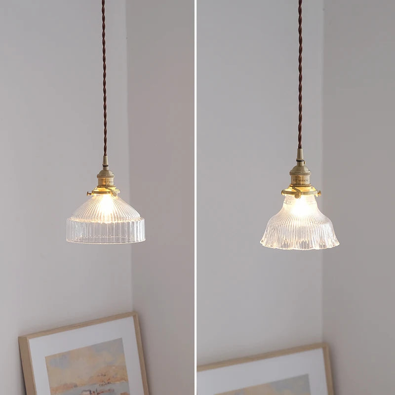 suspension vintage en laiton et verre japonais pour éclairage de maison - vue 4 sur 8