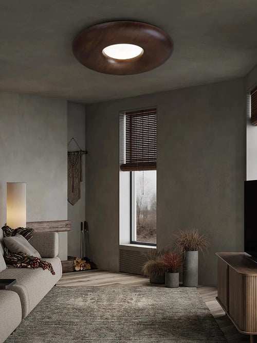 plafonnier led design rétro moderne en bois grand lustre - vue 5 sur 9